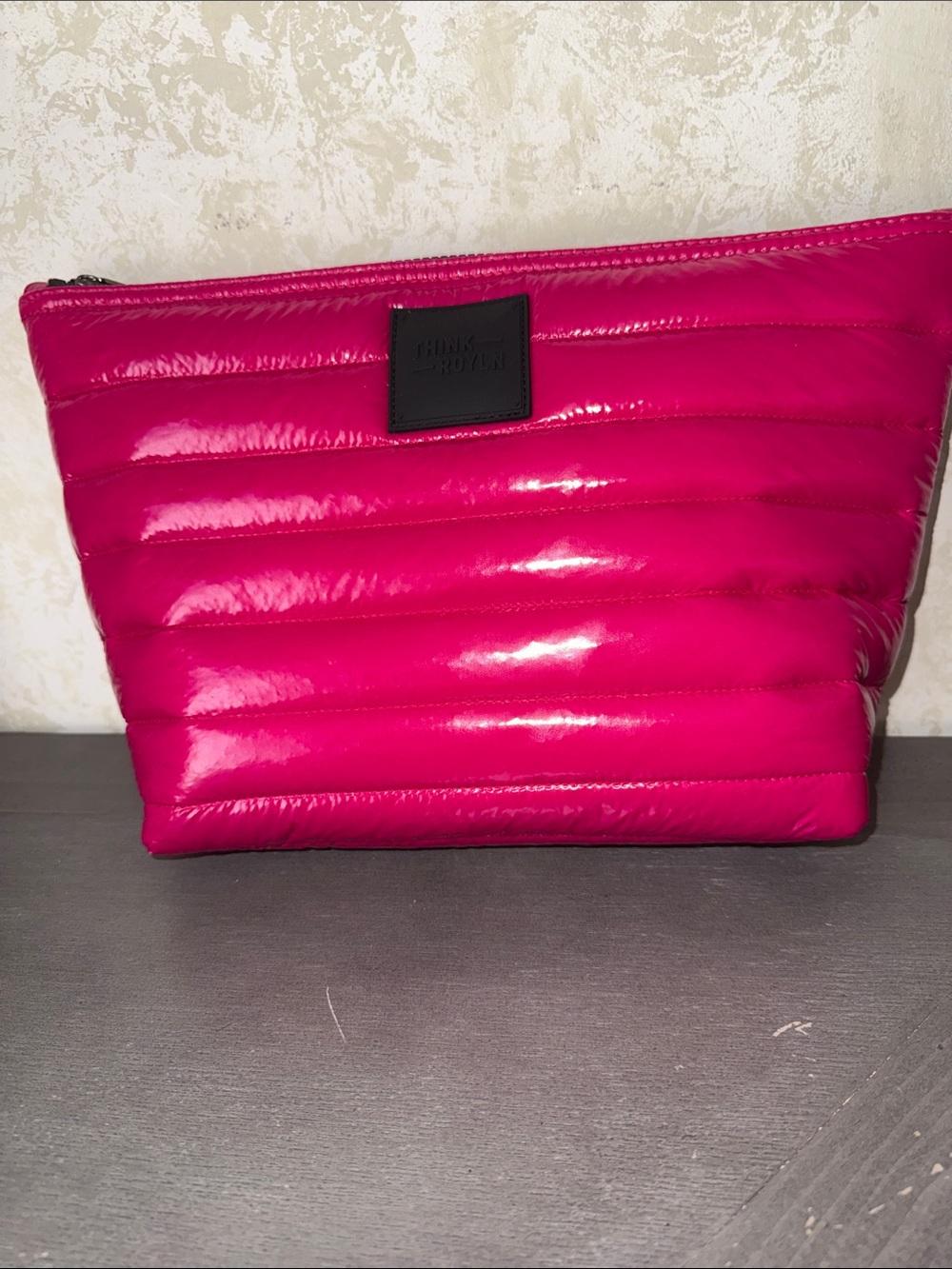 THINK ROYLN Hot Pink Quilted Cosmetic Pouch